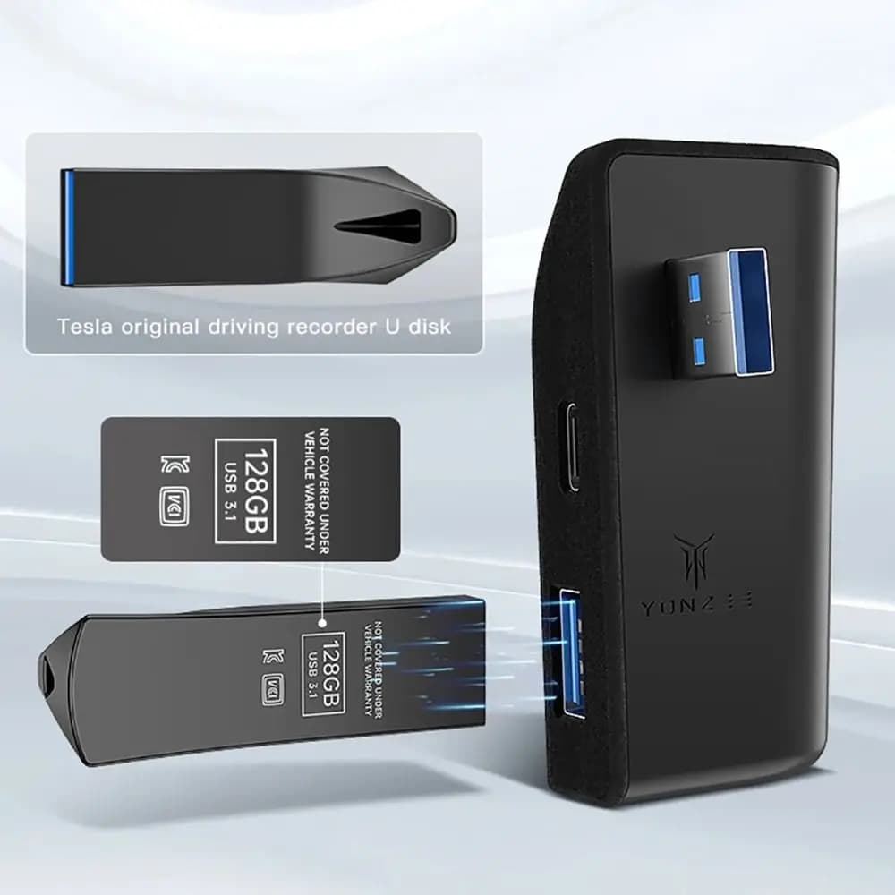 Stazione di ricarica rapida per vano portaoggetti con hub USB mini a 4 porte alimentato per Tesla Model 3/Y