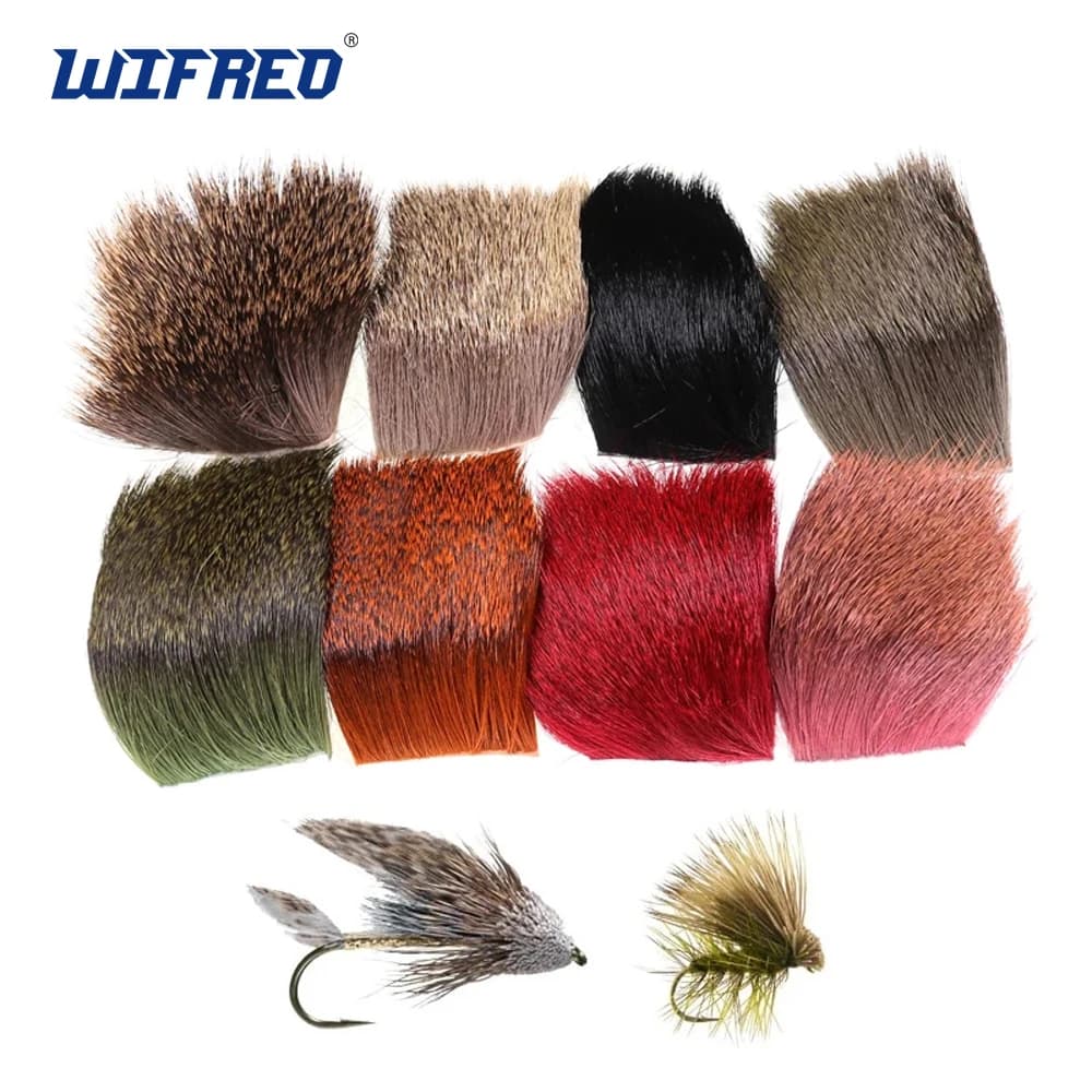 Wifreo 1PC Naturale Capelli di Cervo Fly Legatura Materiale Per Mosche Asciutte Tramoggia Caddies Bass Bug Ali Corpi Che Fanno Materiali 5 CM * 5 CM