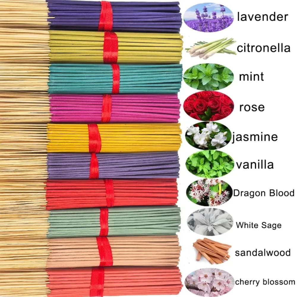 7 Set di 140 Bastoncini d'Incenso Rosa, Lavanda, Sandalo, Gelsomino, Fragranza a Lunga Durata per Casa, Yoga, Meditazione
