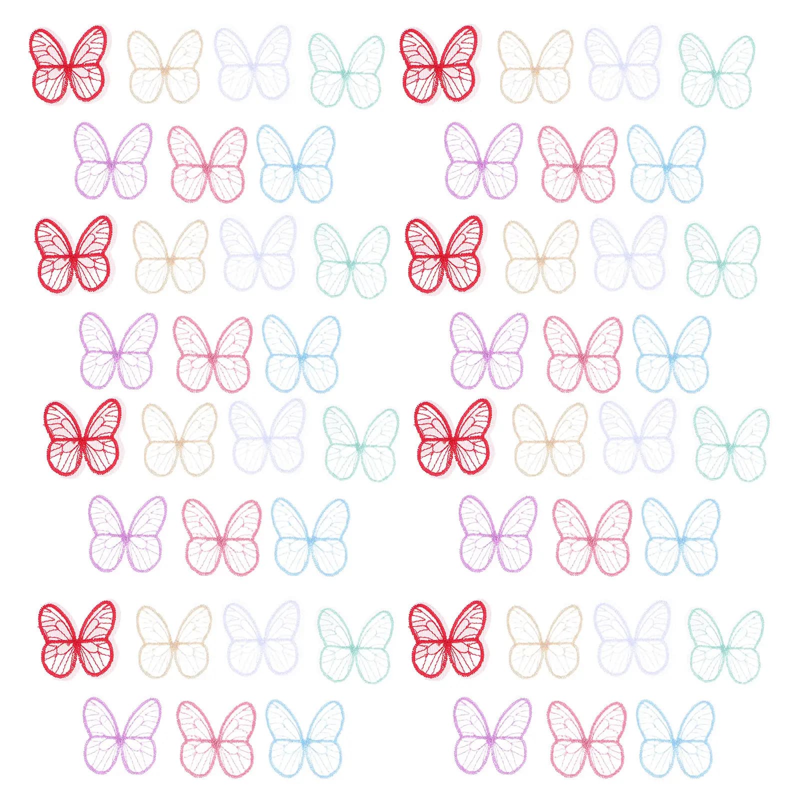 100 Pcs Butterfly Embroidery Appliques Lace Patches DIY Sewing on Trim Dress Embellishments
