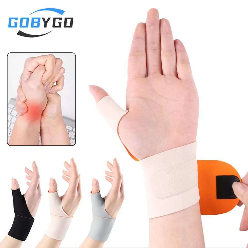 GOBYGO 1Pc Tutore per polso a compressione per pollice Previene distorsioni Tendine Guaina Protezione Supporto articolare Manicotto per pollice leggero Unisex
