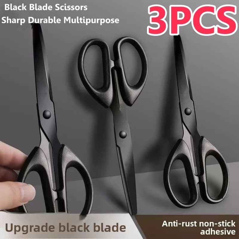 1/3PCS High Hardness Black Blade Scissors Anti-stick Sharp Durable Multipurpose Home Office Craft Sewing Paper Fabric Shears