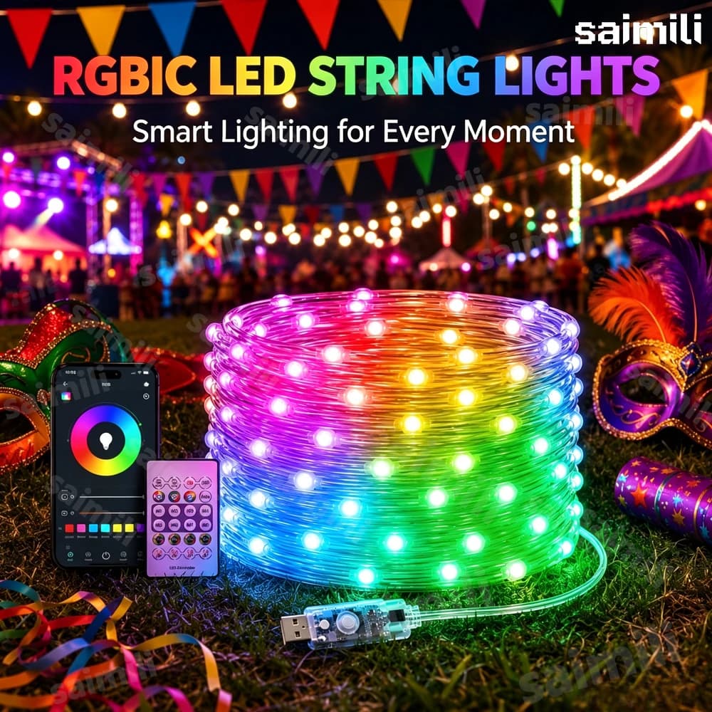 RGBIC Dream Color Addressable LED String Light WS2812B USB Bluetooth Remote Music Sync Waterproof Fairy Lamp For Christmas Decor
