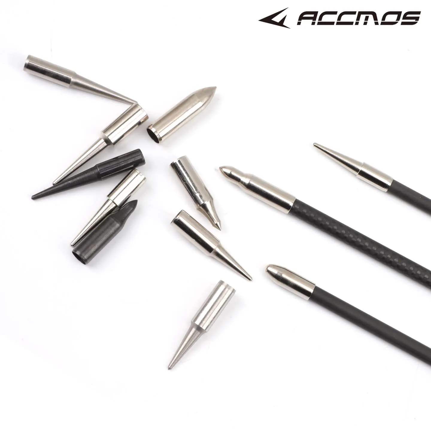 12Pcs/Pack Stainless Steel External Arrowheads Bullet Point Cone Point Target Pile Archery Arrow Tips for 5.5mm-8mm Arrow Shafts