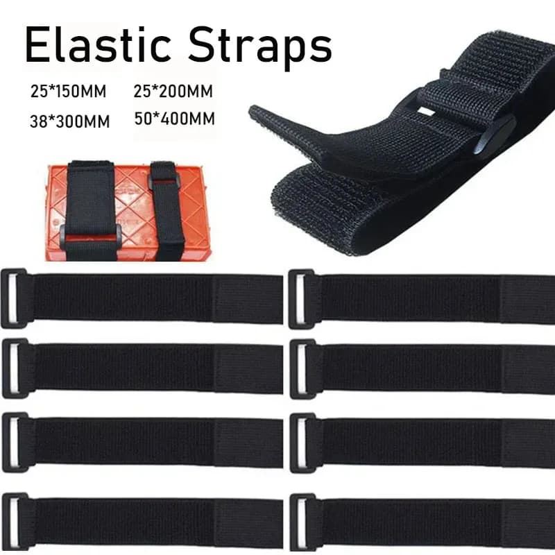 5/10 Pezzi Fascette Elastiche Riutilizzabili, Cinghie Magiche con Chiusura a Strappo, Cinghie Elastiche Regolabili con Gancio e Anello, Cintura di Fissaggio Magica