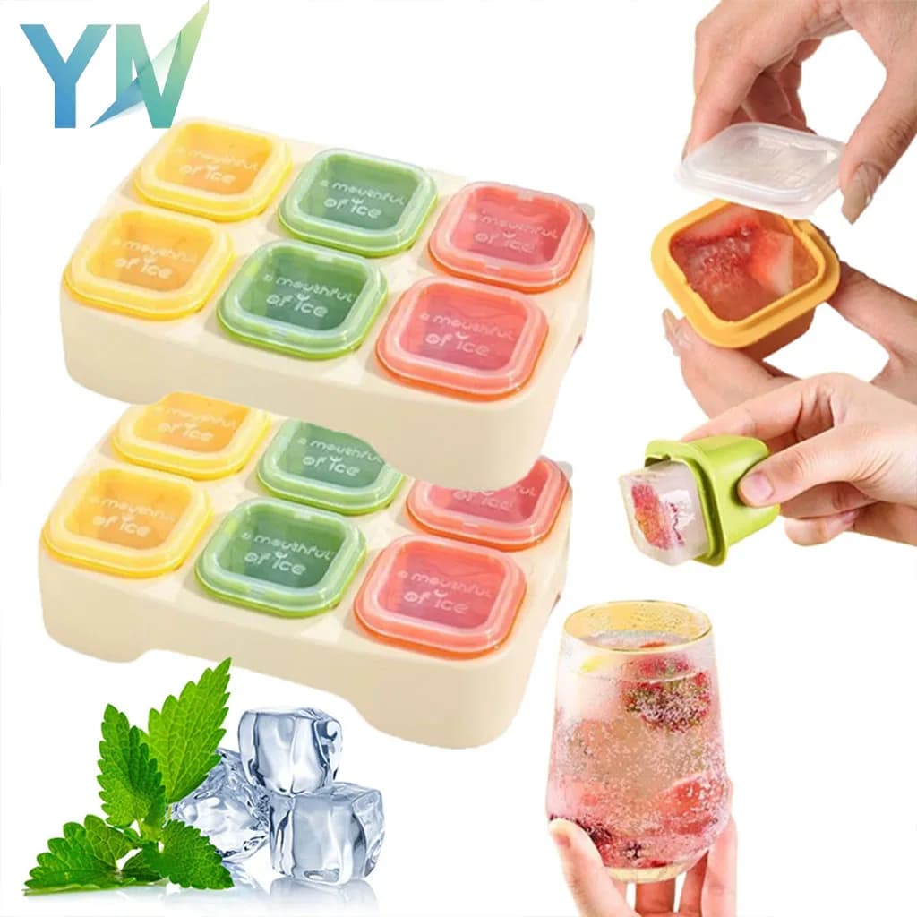 Set di 1-4 Stampi per Cubetti di Ghiaccio con Coperchio, Stampo in Silicone Facile da Sfogliare per Congelatore Domestico e Conservazione in Cucina