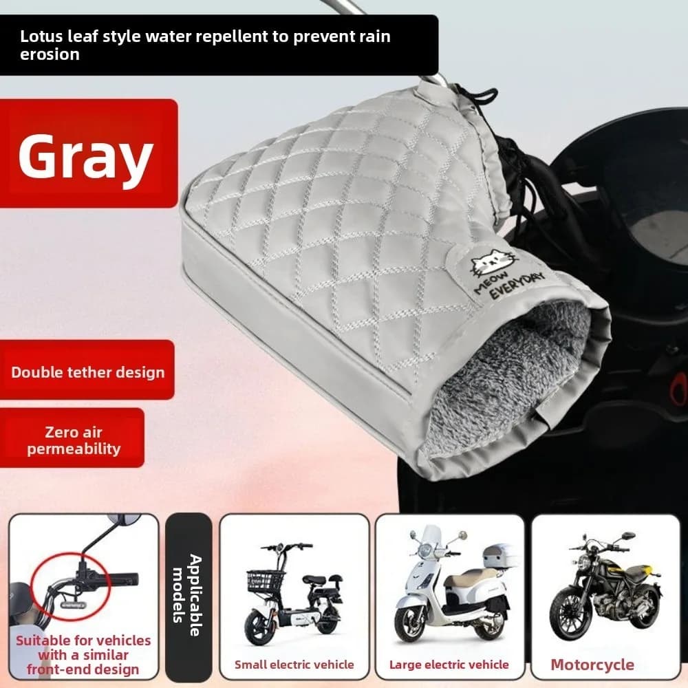 New Universal Motorcycle Handlebar Gloves Warm Waterproof Hand Muffs Thickened Velvet PU Leather Warm Gloves for Outdoor