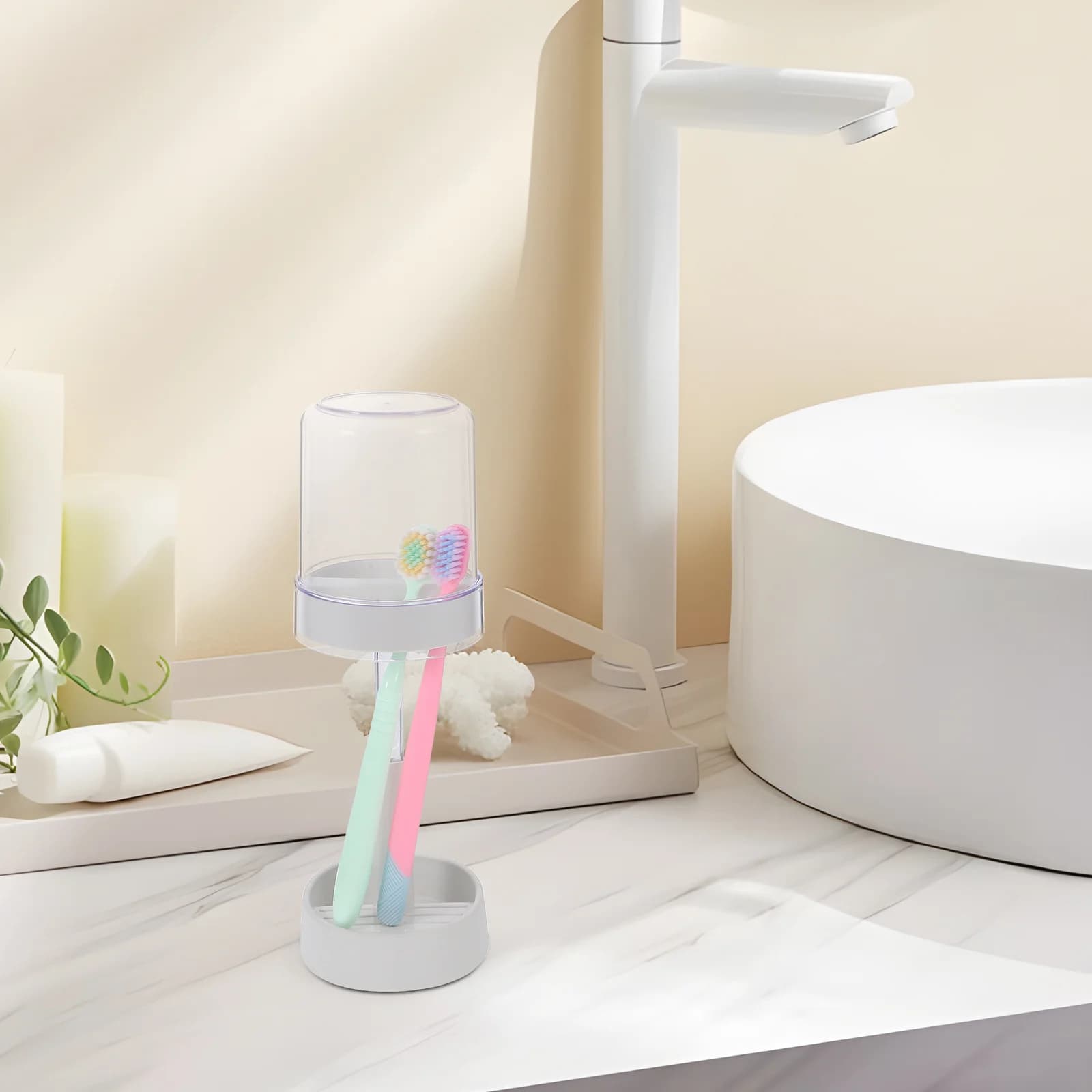Electric Toothbrush holder with lid, 2-part toothbrush holder, Toothbrush holder, Bathroom Organizer