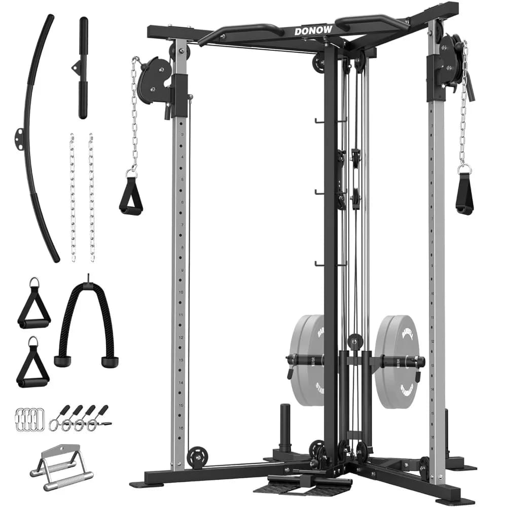 Cable Crossover Machine, Domestic Training Station with Double Pulley System and Traction Bar, Customizable