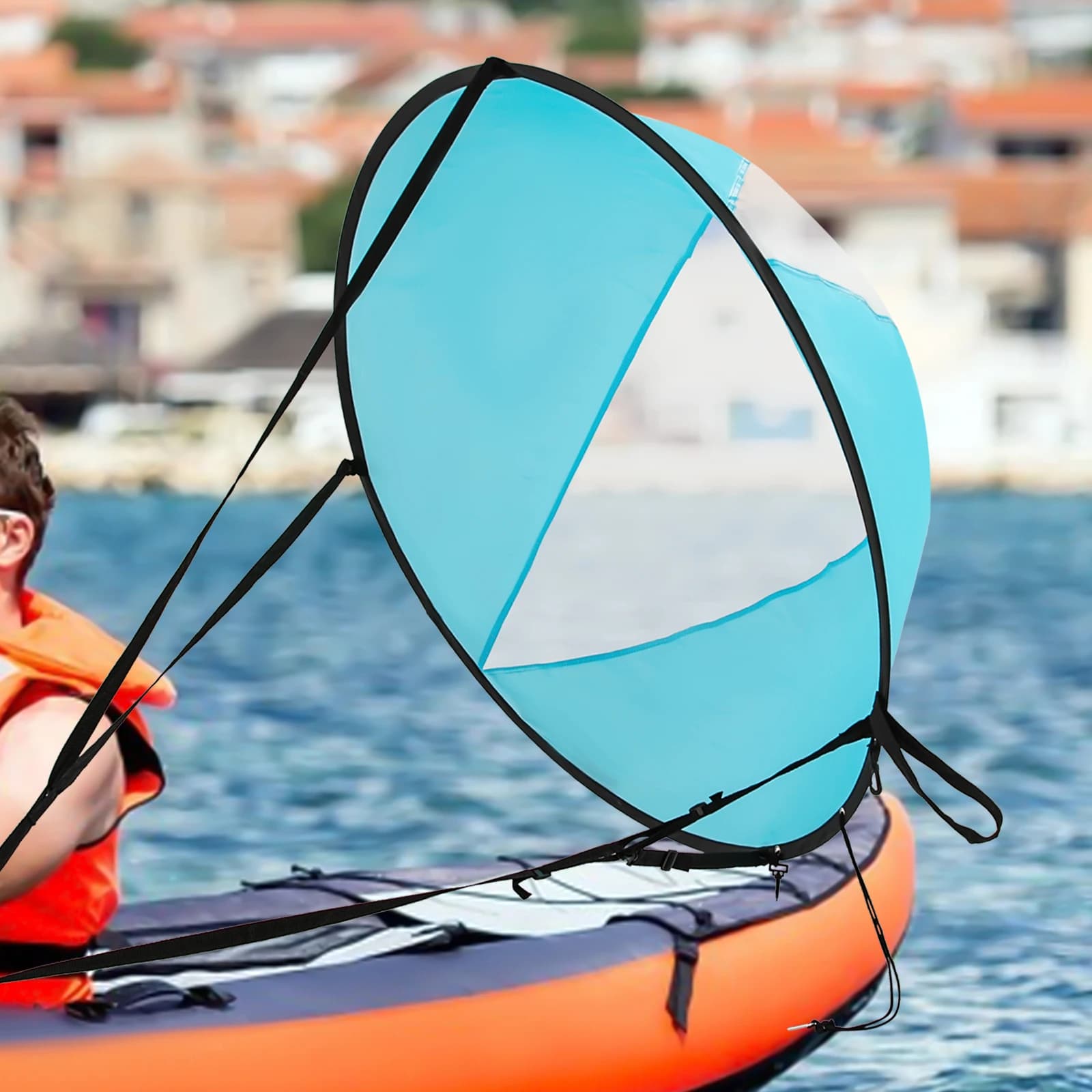 Vela per Kayak 42.5" - Vela a Vento Pieghevole per Paddle Board con Apertura Istantanea e Blocco Sicuro per Kayak, Canoa e SUP