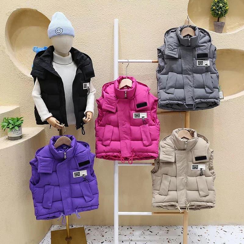 Bambini con cappuccio piumini ragazzi ragazze autunno inverno gilet bambini moda giacche Casual adolescente tendenza abbigliamento cappotti 4-10Y