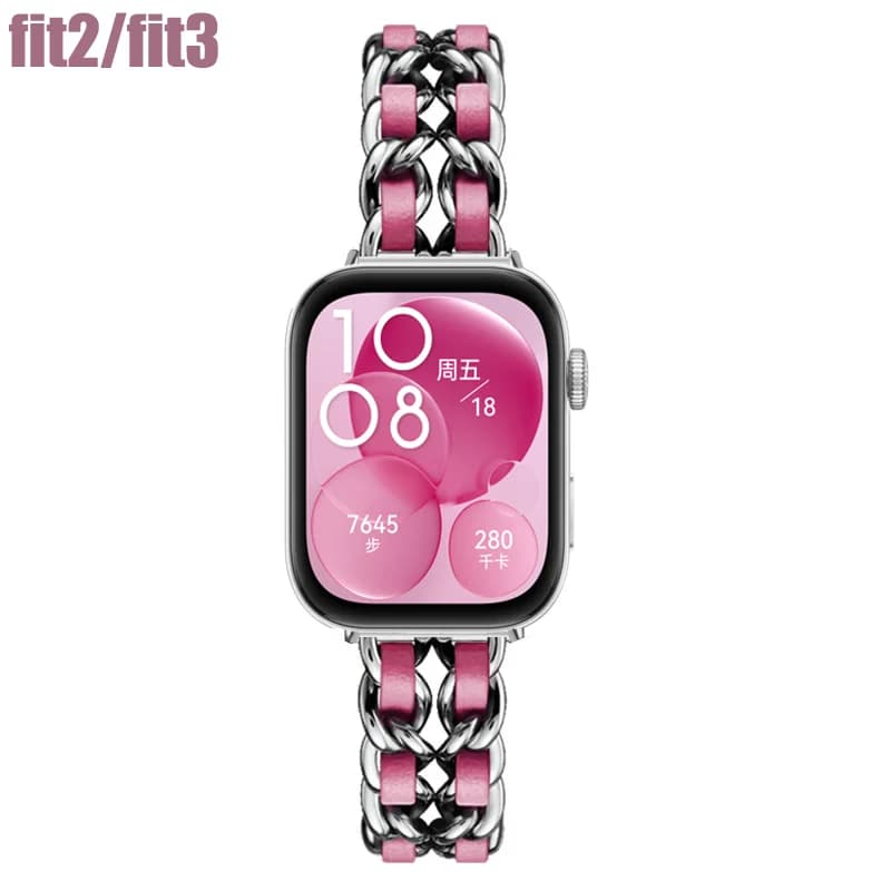 Cinturini in pelle + metallo per Huawei Watch Fit 3 Smartwatch cinturino di ricambio braccialetto braccialetto Huawei FIT3 Fit2 accessori