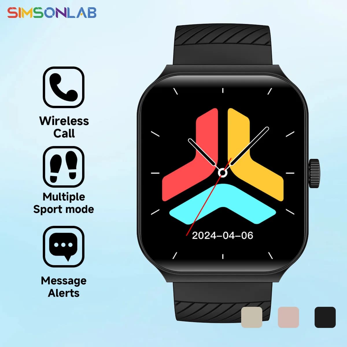 SIMSONLAB Nuovo Smartwatch con Schermo da 1,83 Pollici, Chiamate Bluetooth, Impermeabile, Sveglia, Funzioni Sportive, Fotocamera Remota, Musica, Giochi, Regalo per Uomo e Donna