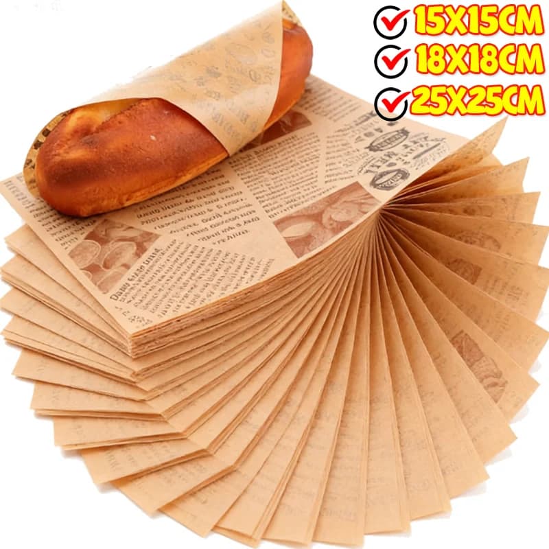 Carta Antiolio per Alimenti, Carta per Avvolgere Pane e Hamburger, Carta Anti-Grasso per Cestini, Carta da Forno, Fogli di Carta per Gastronomia