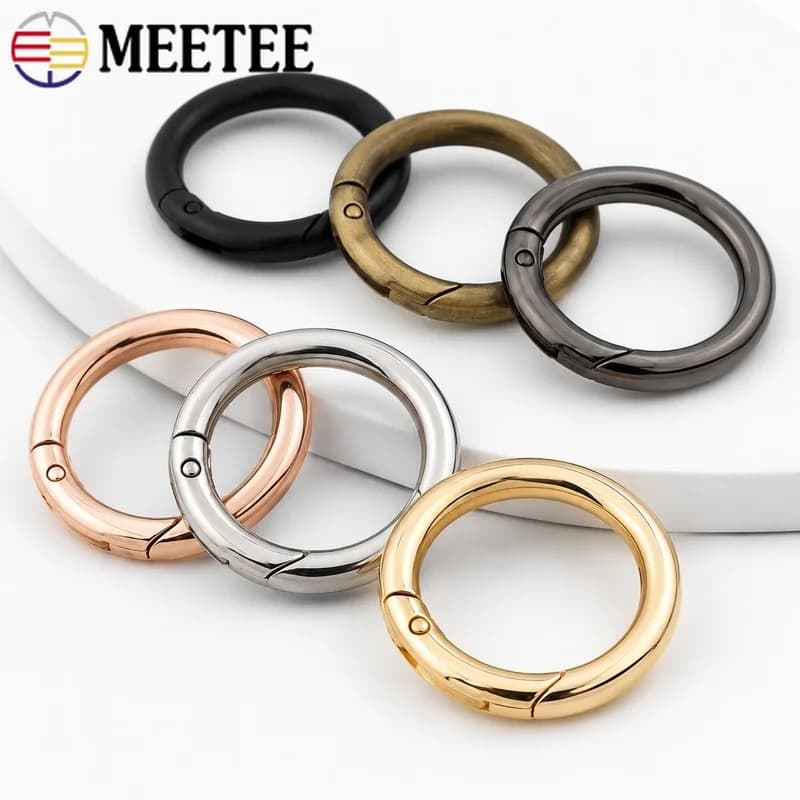 20Pcs 10-38mm Metal O Ring Spring Clasp Openable Carabiner Snap Hook for Bag Strap Chain Keychain Jewelry Pendant Craft Repair