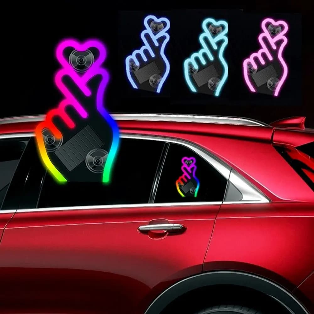 Luce al Neon a Forma di Cuore Alimentata a Energia Solare, Luce LED Wireless Fai-da-Te, Luce di Avvertimento, Luce Decorativa