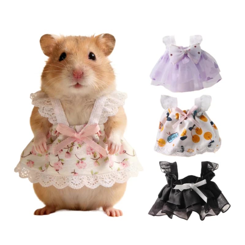 Hamster Vole Use Printing Cute Mini Dress Small Pet Mouse Decoration Grooming Clothes for Photos Videos Taken Animals Cage Decor