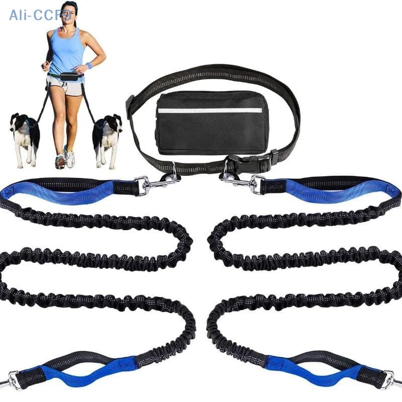 Guinzaglio riflettente Guinzaglio per cani Elastico Marsupio multifunzionale Sport Corsa Trazione
