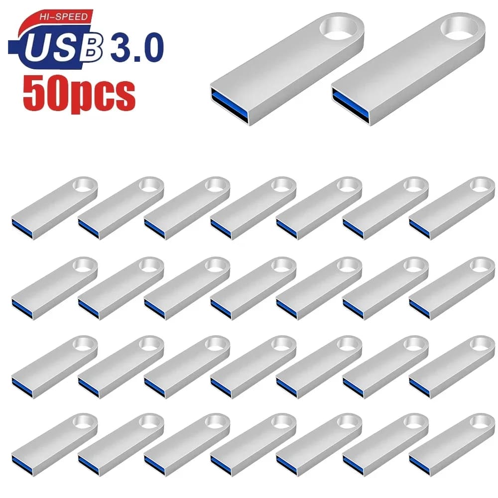 50 pz/lotto metallo USB 3.0 Flash Drive Pen Drive 16GB Pendrive 32GB 64GB memoria USB Stick 128GB U Disk regalo LOGO personalizzato gratuito