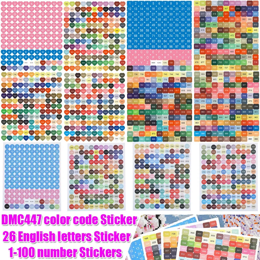 DMC Colori Numero Etichetta Adesiva per Pittura Diamante Scatola di Immagazzinaggio Perline Mosaico Organizzatore Bottiglia Strumento Punto Croce Etichetta e Mark