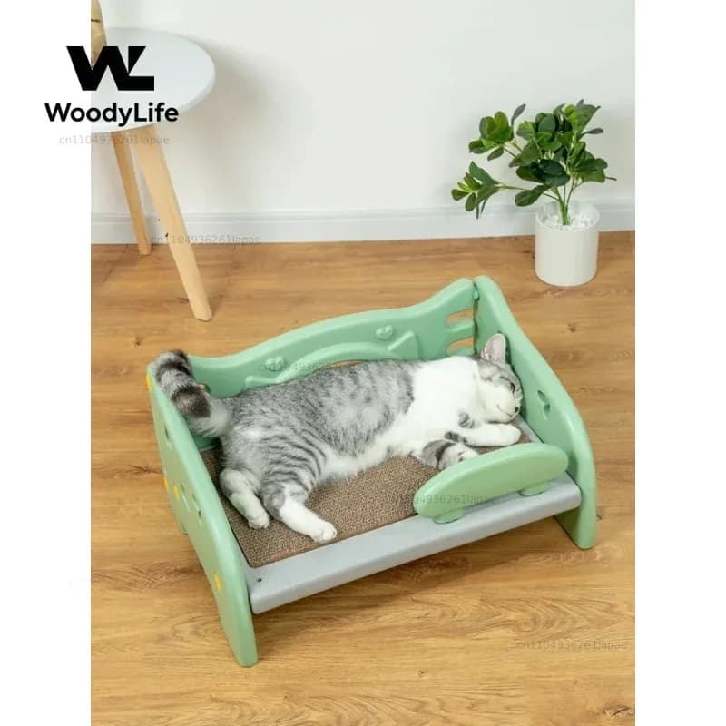 Four-Season Moisture-Proof Cat House Comfortable Plastic Pet Bed Small Sofa Cat Lounge Easy-to-Clean Litter Seat for Pets