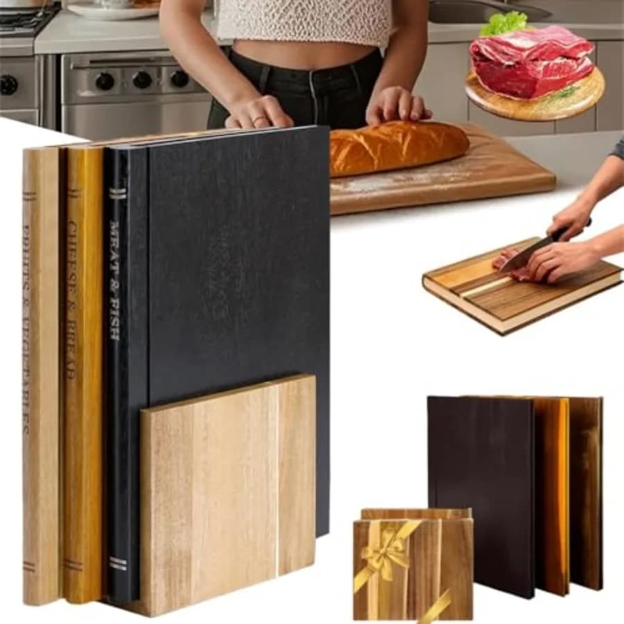 Set di Taglieri a Forma di Libro, Taglieri che Sembrano Libri, Set di 4 Taglieri Solidi