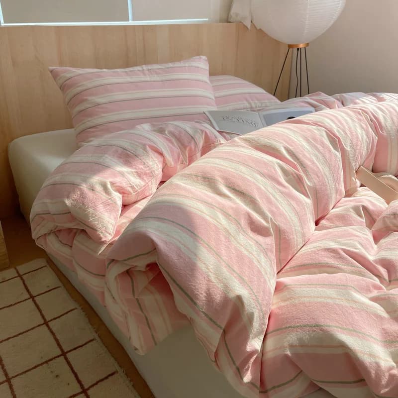 Set of bed linen Nordic Ins Set of duvet cover in pure cotton Set of sheets Set of flat sheet and single double bed suitable for skin
