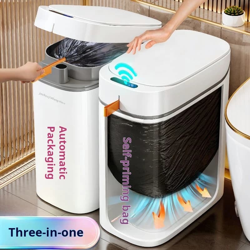 Cestino Intelligente con Sensore, Ricaricabile, con Sacchetto a Chiusura Automatica, per Bagno, Soggiorno, Cucina, Articoli per la Casa