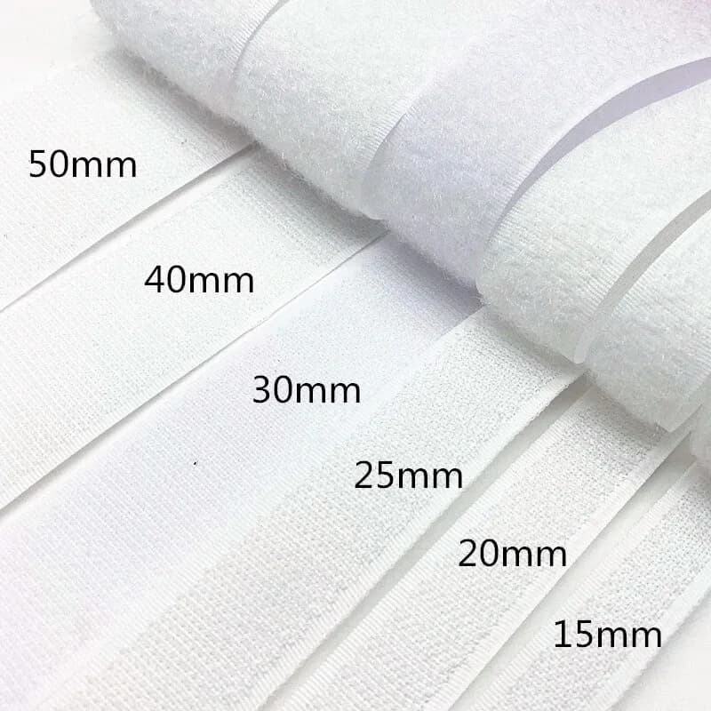 Nastro in velcro da cucire da 1-10 m | Cinghia Magica in Nylon Non Adesiva 20-50mm Bianca | Chiusura a Velcro Resistente per Abbigliamento/Borse Fai-da-Te