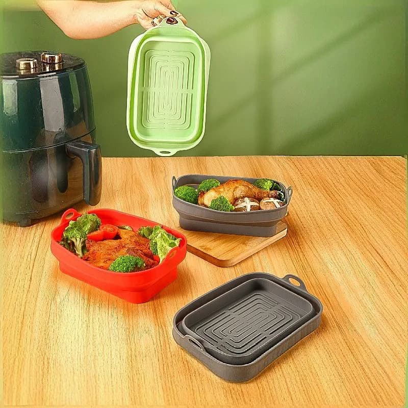 Silicone insert Foldable for Air Fryer, Oven Tray, Reusable Silicone Stamps, Air Fryer Base, Container Accessory