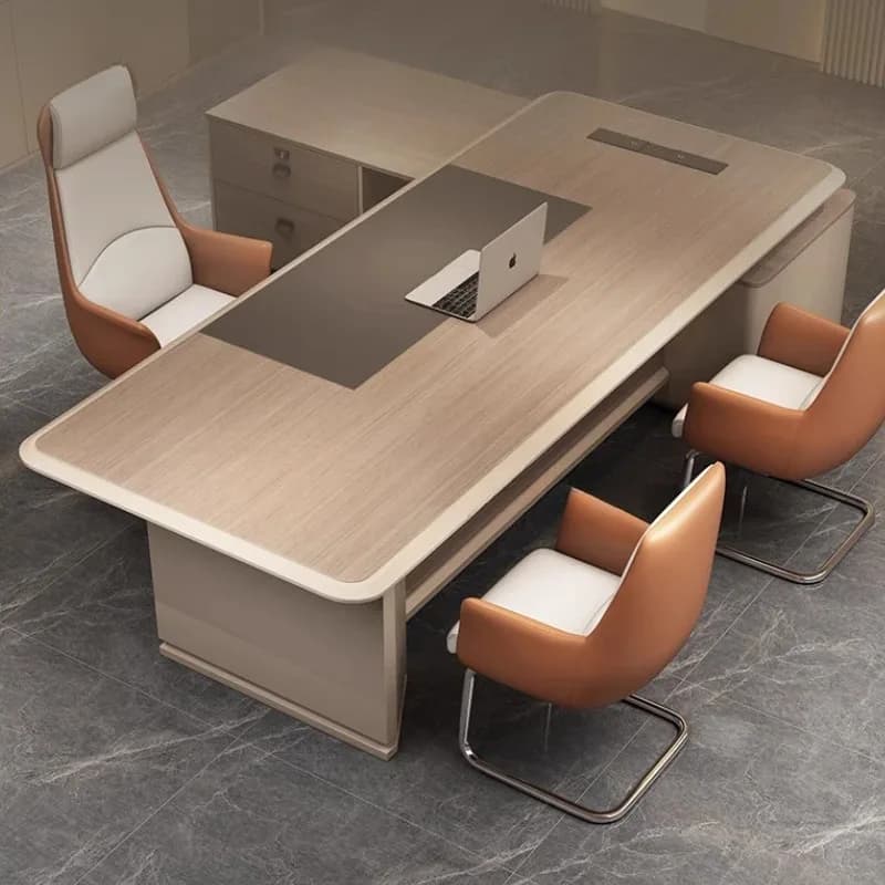 Manager A Mobili da scrivania Toilette per trucco Bianco L di lusso a forma di L Studio Ufficio Organizzatore esecutivo Tavolo da lavoro Altezza Cassetti Letto