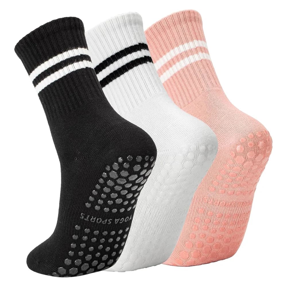 Pilates yoga socks with women's grips, anti slip handles Cotton socks for bar, ballet, dance, workouts