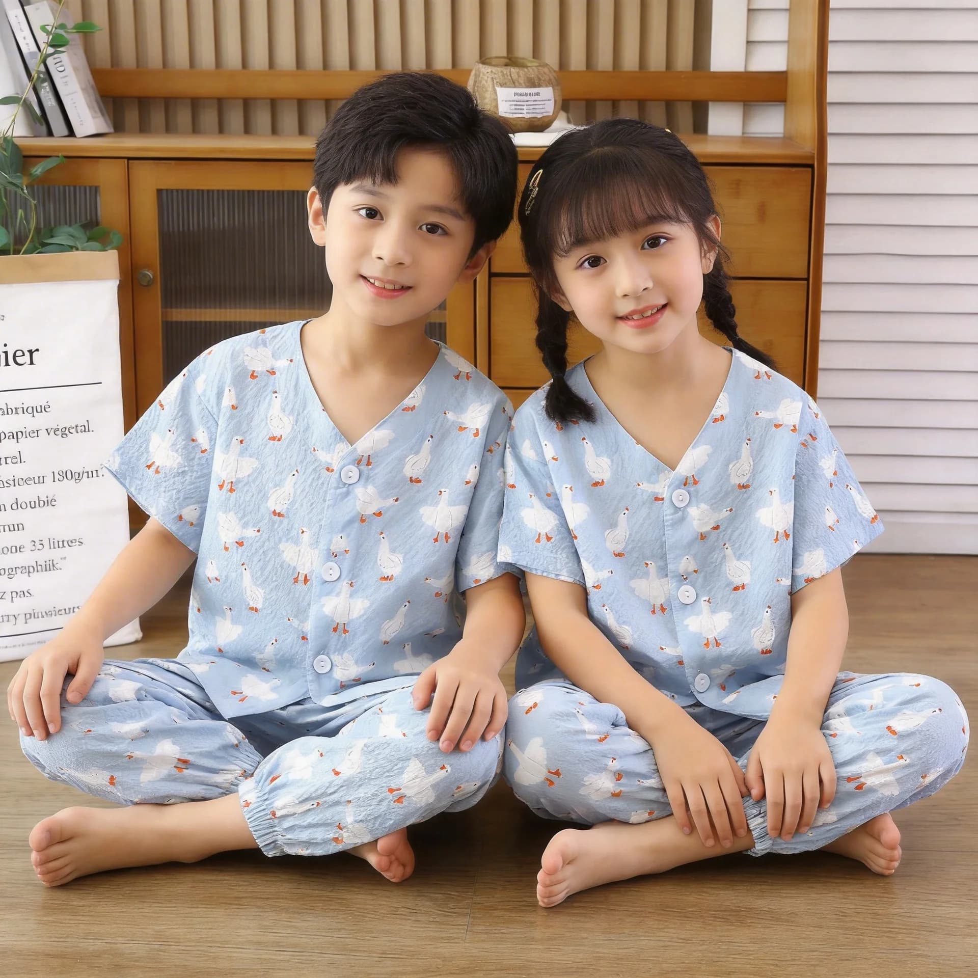 Pigiama Estivo per Bambini Classe A, Set Coordinato Genitore-Figlio, Maniche Corte, Pantaloni a Tre Quarti, Scollo a V, Abbigliamento Leggero per Ragazzi, Ragazze e Neonati