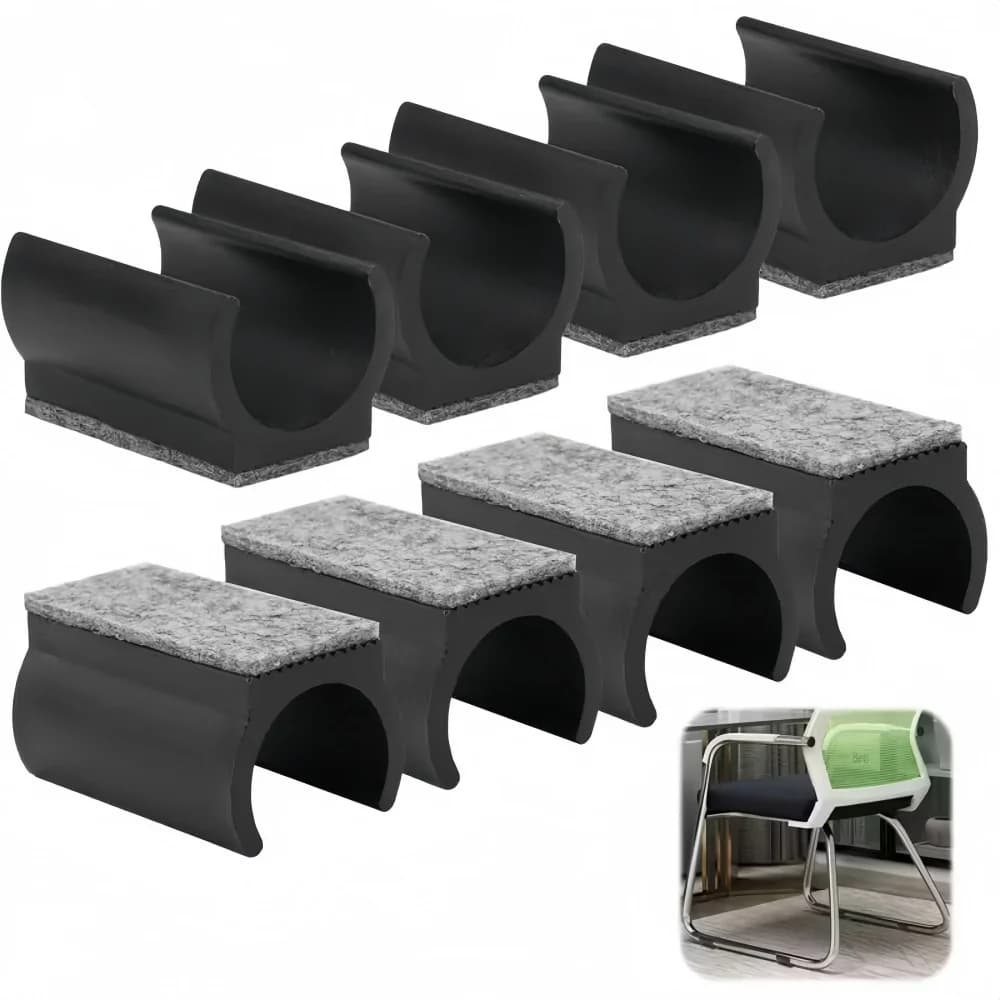 8PCS Felt Rubber Furniture Foot Pads Table Leg Covers Chair Pads Anti Slip U-Shaped Pipe Clamps Floor Protection Covers Pipe