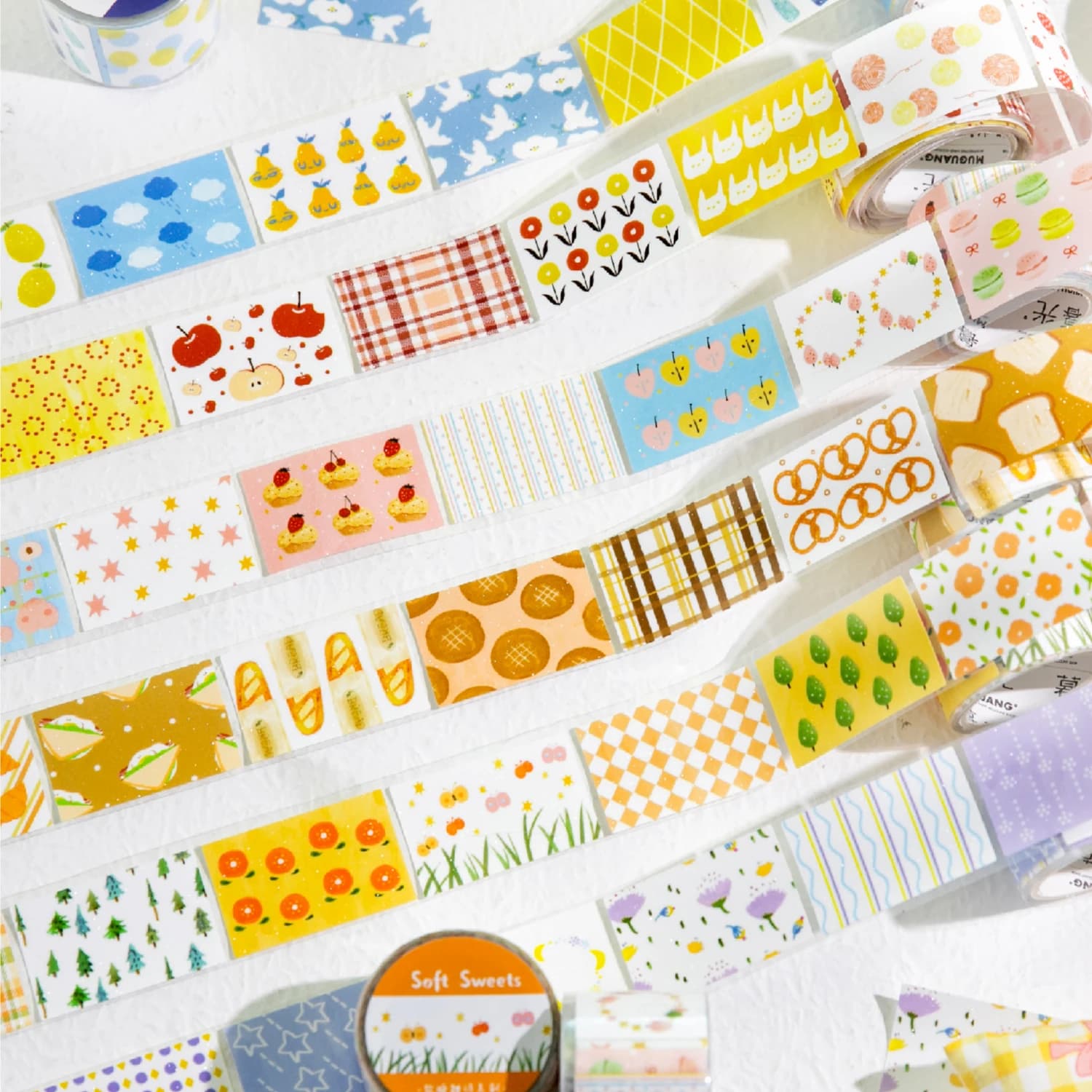 Washi Tapes Set 2m/roll Aesthetic Stickers Adhesive Tape for Scrapbooking Food/Desserts Decorative Stationery Journal Supplies