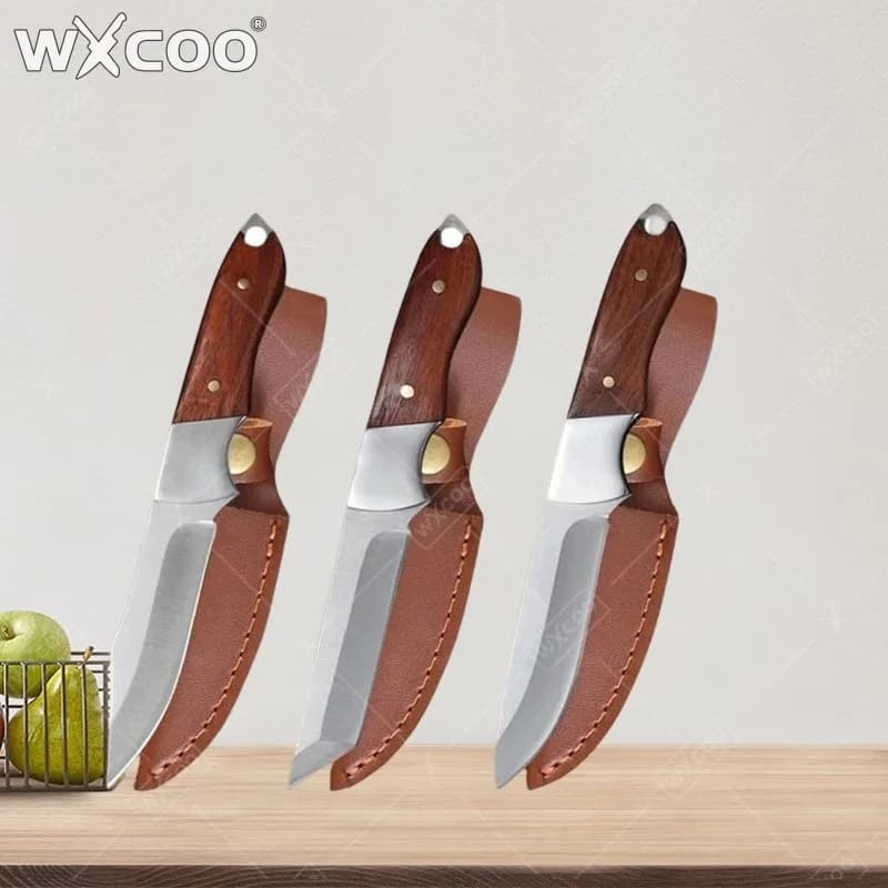 Coltello da Macellaio WXCOO in Acciaio Inossidabile, Coltello da Cucina Portatile per Disossare, Coltello in Legno per BBQ Mongolo e Agnello