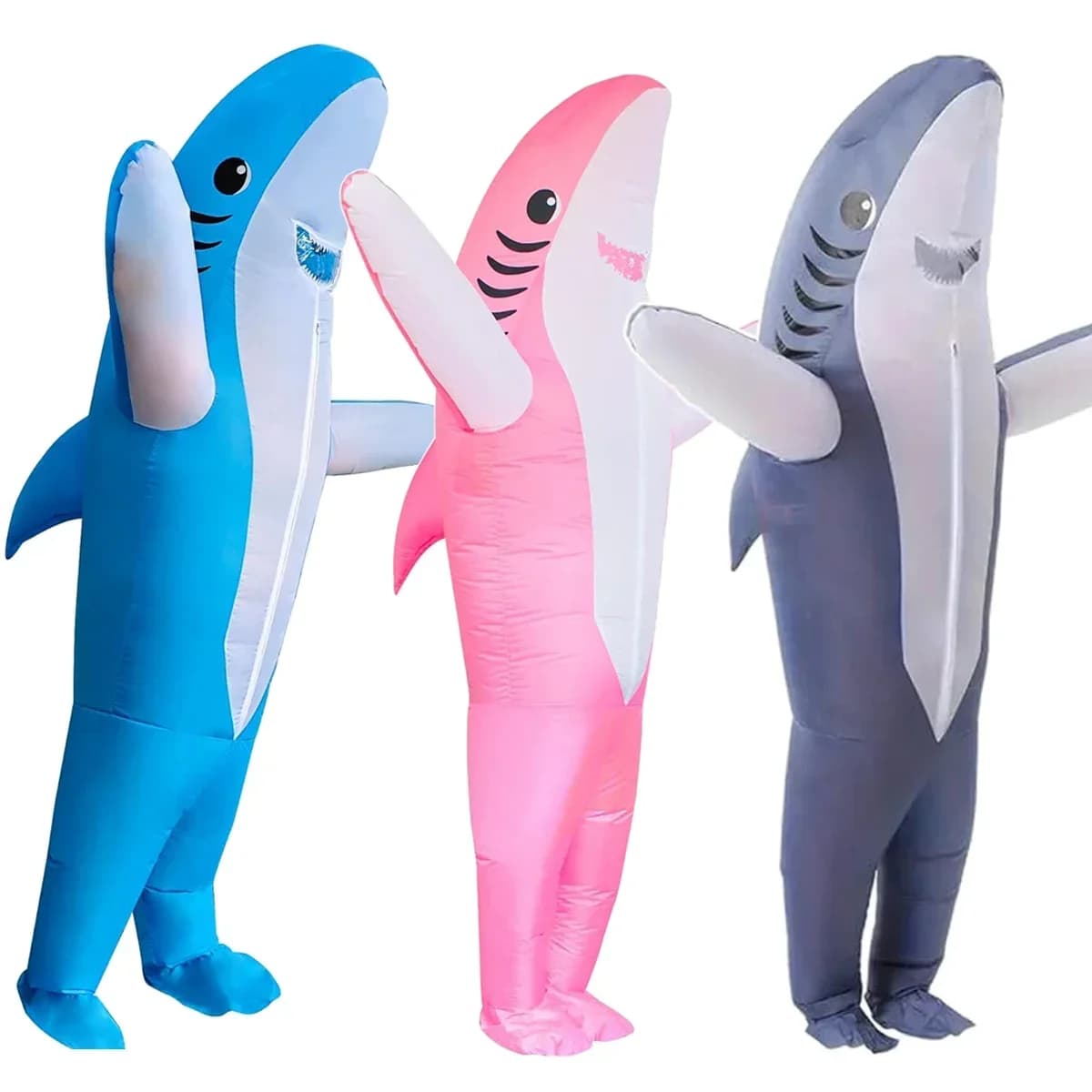 Costume da squalo gonfiabile Air Blow up Jaws Tuta Fancy Dress Divertente abito da carcharie per la festa cosplay