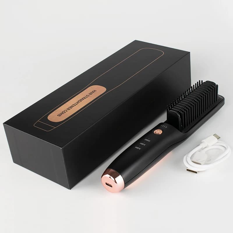 Professional Wireless Hair Smooth Brush OEM Flat Iron Combs at 3 Temperatures Home Travel Adjustable Portable Salon