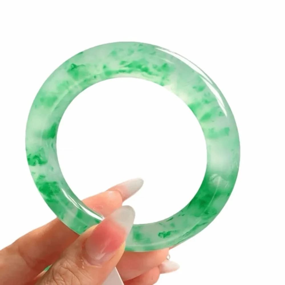 Bracelet in jade Myanmar with flower floating green ice high Jade bracelet with ice seeds Bracelets for women Jewelry with young pendants