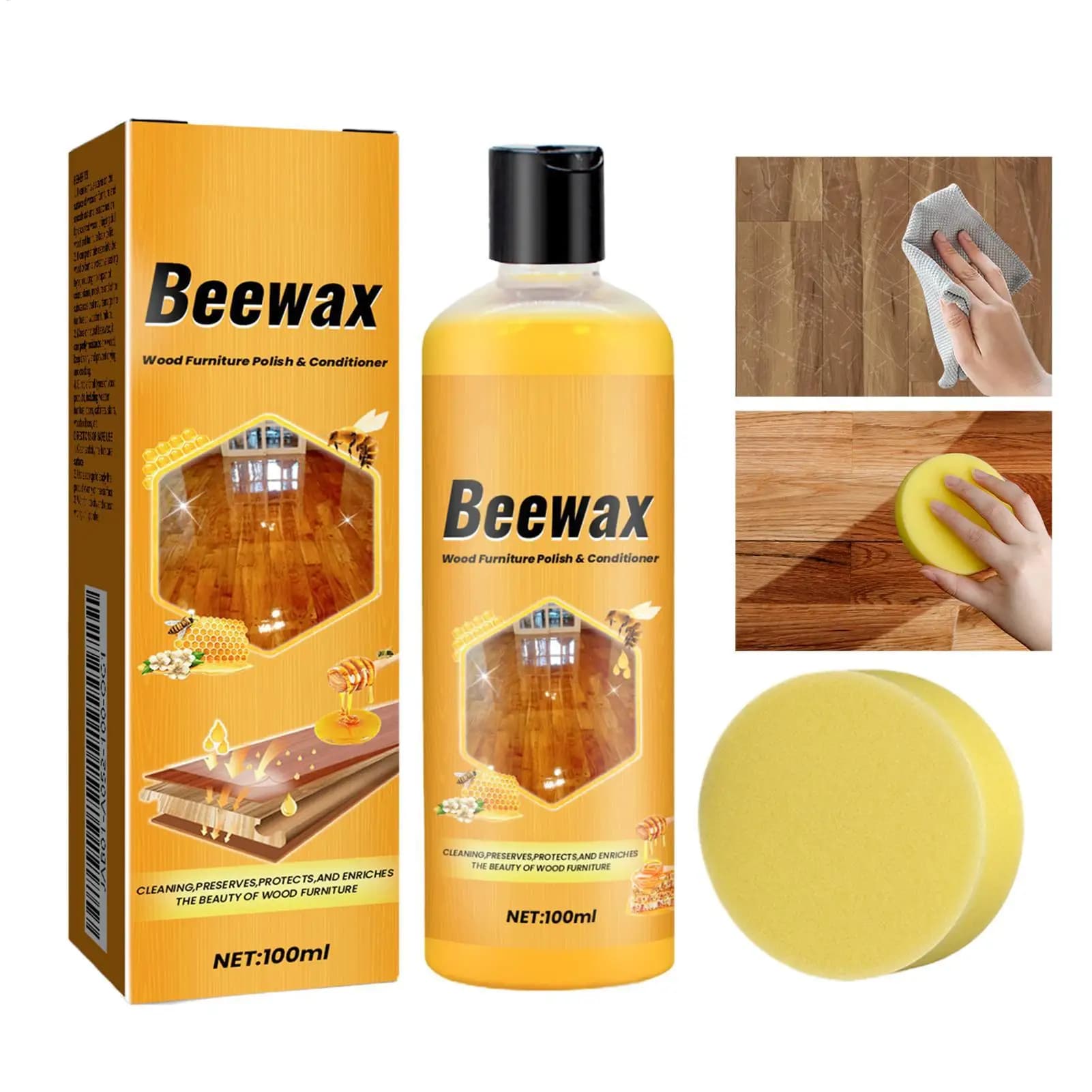 Beeswax Furniture Restorer 100ML Natural Wood Cleaner Gloss Restoration Polishing For Chopping Board Cabinet Tabletop Floor