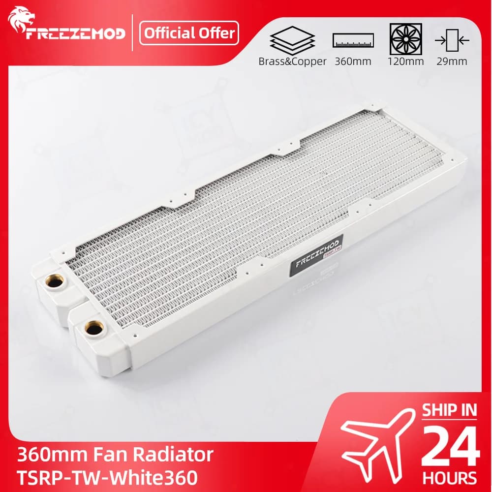 FREEZEMOD 360mm White Copper Radiator G1/4 Thread PC Water Cooler Copper Liquid Cooling 12CM Fan TSRP-TW-White360