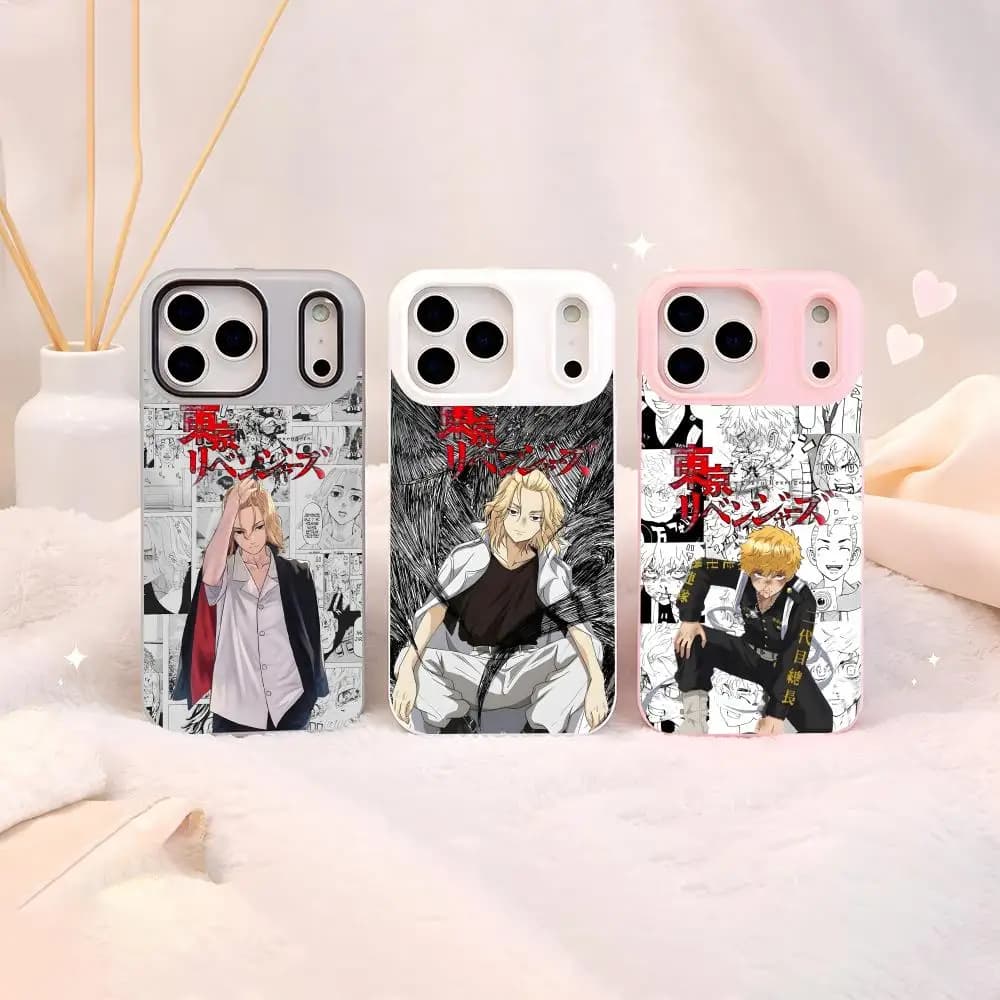 Custodia per iPhone 12-17 Tokyo Revengers Action Anime, in TPU Morbido Trasparente Anti-ingiallimento, Antiurto, Ultra Sottile e Leggera