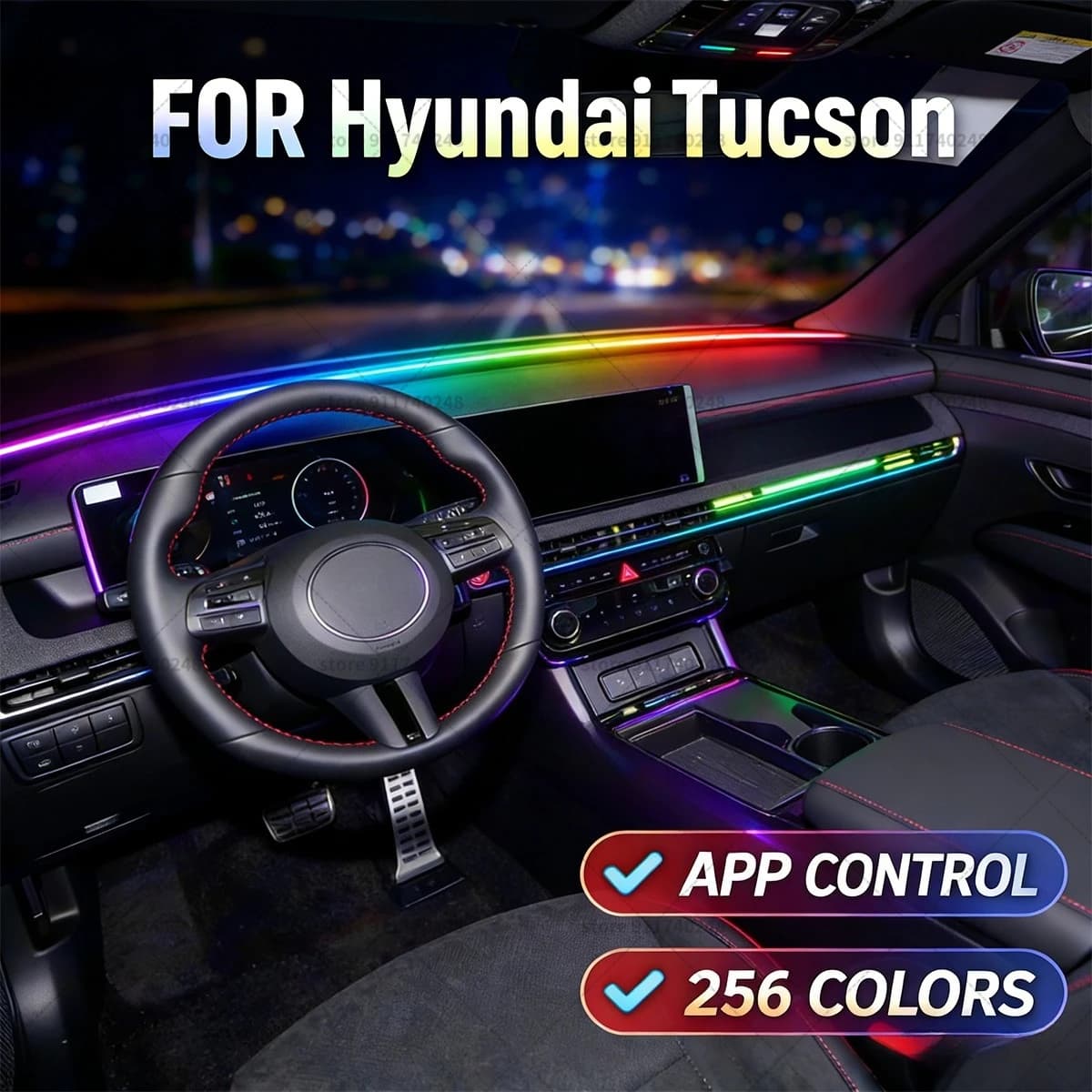 Striscia luminosa decorativa per auto per Hyundai Tucson, striscia insonorizzante colorata in acrilico per parabrezza anteriore, luce ambientale