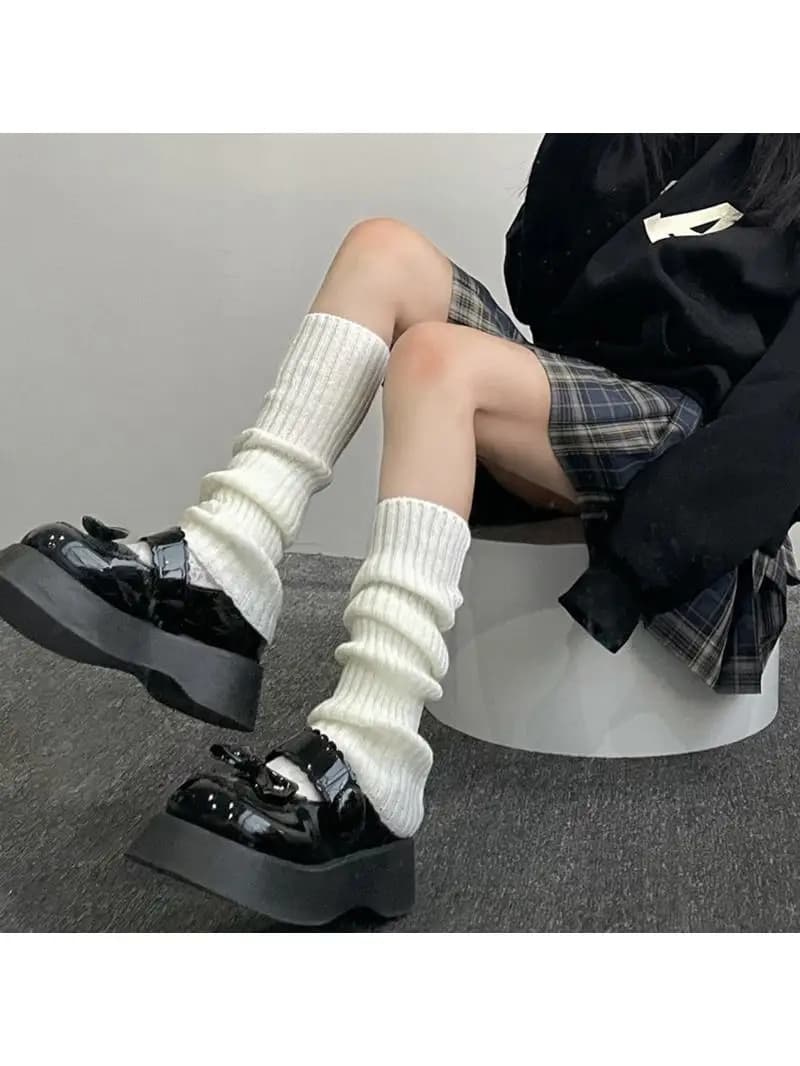 Y2K Women's Leg Warmers Japanese Lolita Long Socks Wool Knitted Foot Cover Arm Warmer Autumn Winter Crochet Heap Sock Boot Cuffs