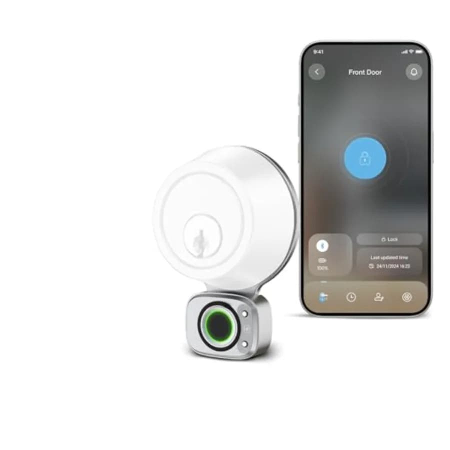 Serratura Intelligente Retrofit con Sensore Biometrico 3D Touch per Impronte Digitali, Finitura Nichel Satinato, Sicura e Pratica