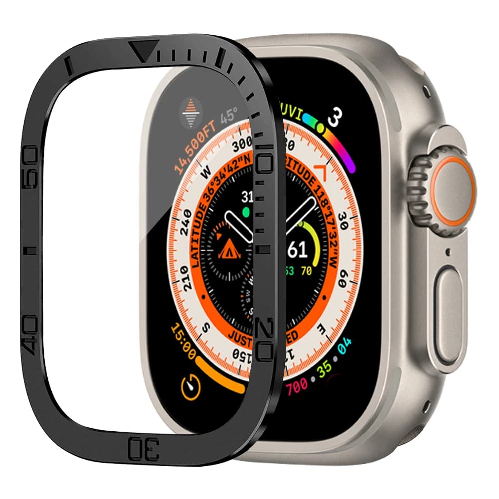 Vetro temperato per cinturino Apple Watch ultra 49mm protezione schermo antigraffio HD pellicola completa paraurti in metallo cinturino iWatch Ultra 49 mm