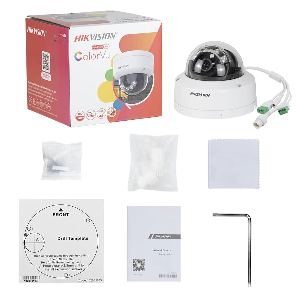 Hikvision 8MP 4K Smart Hybrid Light ColorVu Vandal-resistant Mini Dome Security Camera H.265+130 dB WDR 1/1.8" Perimeter Protect