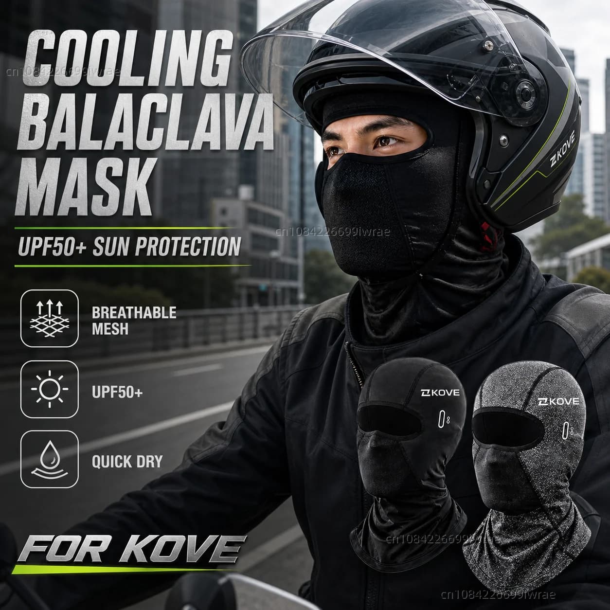 Cooling Motorcycle Balaclava Mask UPF50+ UV Protection Breathable Face Cover Summer For KOVE 800X Pro/Rally 525X 500X 400X 800