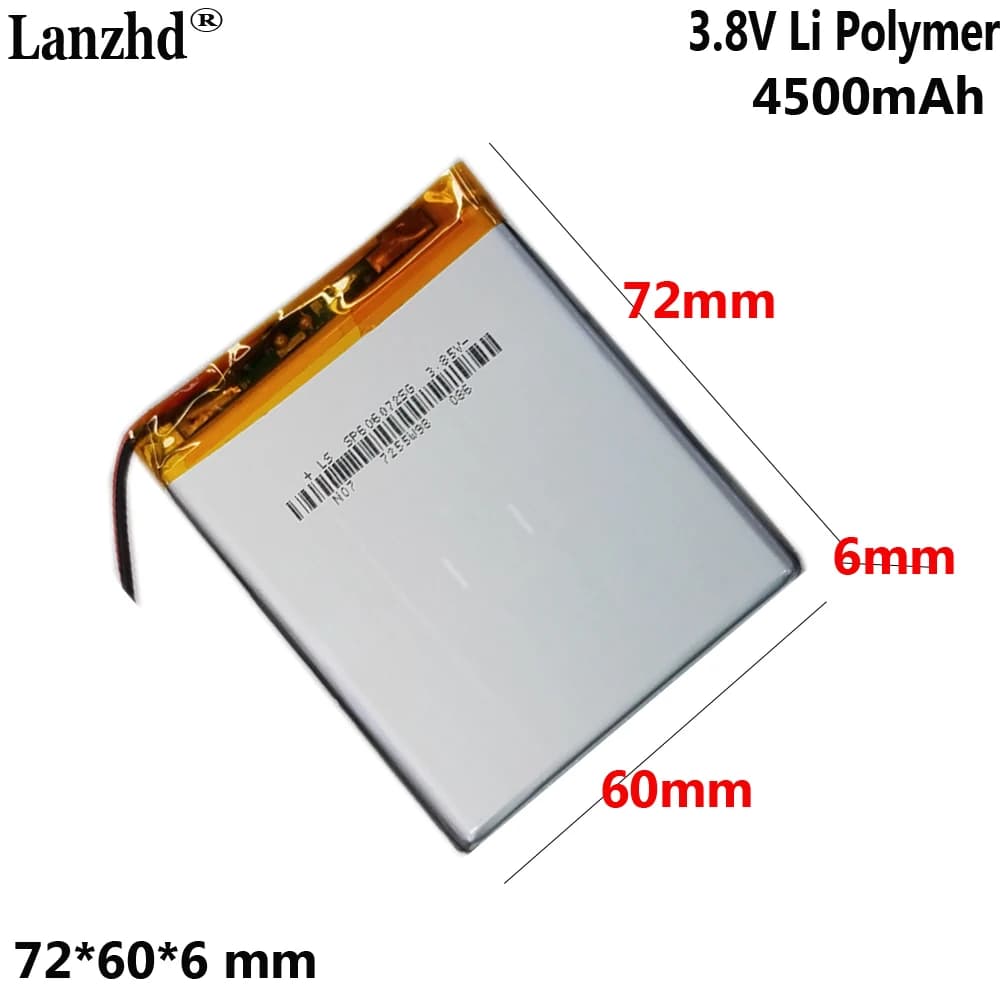 Lipo 3.8V 4500mAh Polymer Lithium Battery for Newman m90 MP3 GPS Navigator DVD Camera Power Bank Tablet PC Laptop 606072