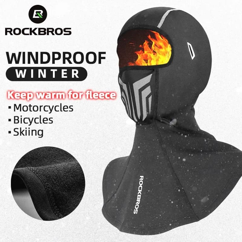 ROCKBROS Passamontagna invernale antivento Mantieni caldo Maschera da ciclismo Collo Sciarpa calda Casco da bicicletta per moto Fodera Cappello da sci Maschera